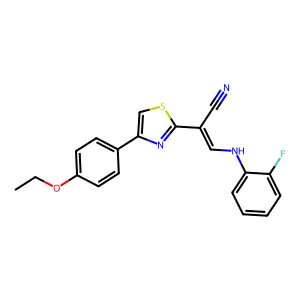 (E)-2-(4-(4-ethoxyphenyl)thiazol-2-yl)-3-((2-fluorophenyl)amino)acrylonitrile structure