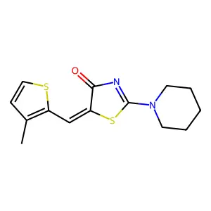 (5Z)-5-[(3-methylthiophen-2-yl)methylidene]-2-piperidin-1-yl-1,3-thiazol-4-one structure