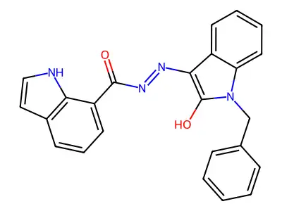 1h-indole-7-carboxylic acid,[1,2-dihydro-2-oxo-1-(phenylmethyl)-3h-indol-3-ylidene]hydrazide structure