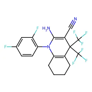 2-amino-1-(2,4-difluorophenyl)-4,4-bis(trifluoromethyl)-1,4,5,6,7,8-hexahydroquinoline-3-carbonitrile structure