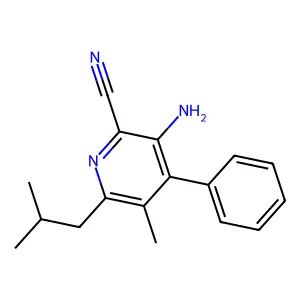3-Amino-5-methyl-6-(2-methylpropyl)-4-phenylpyridine-2-carbonitrile structure