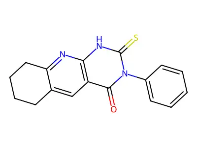 3-phenyl-2-sulfanylidene-6,7,8,9-tetrahydro-1H-pyrimido[4,5-b]quinolin-4-one structure