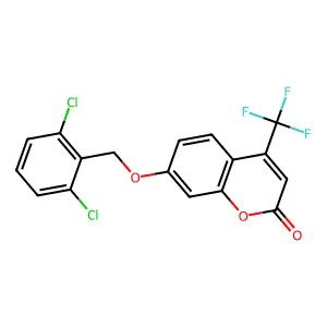 7-[(2,6-dichlorobenzyl)oxy]-4-(trifluoromethyl)-2H-chromen-2-one structure