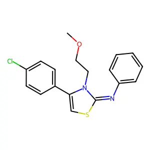 N-(4-(4-Chlorophenyl)-3-(2-methoxyethyl)-1,3-thiazol-2(3H)-ylidene)aniline structure