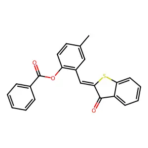 (Z)-4-methyl-2-((3-oxobenzo[b]thiophen-2(3H)-ylidene)methyl)phenyl benzoate structure