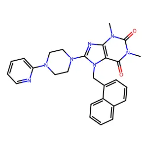 1,3-dimethyl-7-(naphthalen-1-ylmethyl)-8-(4-pyridin-2-ylpiperazin-1-yl)purine-2,6-dione structure