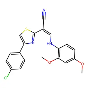 (Z)-2-(4-(4-chlorophenyl)thiazol-2-yl)-3-((2,4-dimethoxyphenyl)amino)acrylonitrile structure