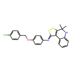 4-[(4-chlorobenzyl)oxy]-N-[(1Z)-4,4-dimethyl-4,5-dihydro-1H-[1,2]dithiolo[3,4-c]quinolin-1-ylidene]aniline structure