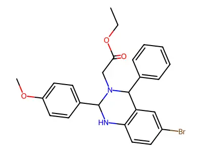 Ethyl 2-[6-bromo-2-(4-methoxyphenyl)-4-phenyl-2,4-dihydro-1H-quinazolin-3-yl]acetate structure