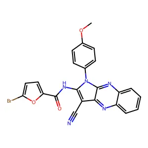 5-bromo-N-[3-cyano-1-(4-methoxyphenyl)-1H-pyrrolo[2,3-b]quinoxalin-2-yl]furan-2-carboxamide structure