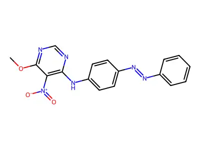6-methoxy-5-nitro-N-{4-[(E)-phenyldiazenyl]phenyl}pyrimidin-4-amine structure