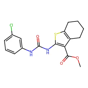 methyl 2-{[(3-chloroanilino)carbonyl]amino}-4,5,6,7-tetrahydro-1-benzothiophene-3-carboxylate structure