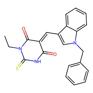 (5Z)-5-[(1-benzylindol-3-yl)methylidene]-1-ethyl-2-sulfanylidene-1,3-diazinane-4,6-dione structure