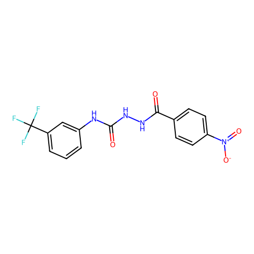 2-[(4-nitrophenyl)carbonyl]-N-[3-(trifluoromethyl)phenyl]hydrazinecarboxamide structure