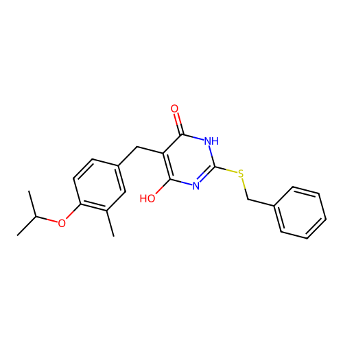 2-(Benzylthio)-5-(4-isopropoxy-3-methylbenzyl)pyrimidine-4,6-diol structure