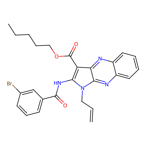 pentyl 1-allyl-2-(3-bromobenzamido)-1H-pyrrolo[2,3-b]quinoxaline-3-carboxylate structure