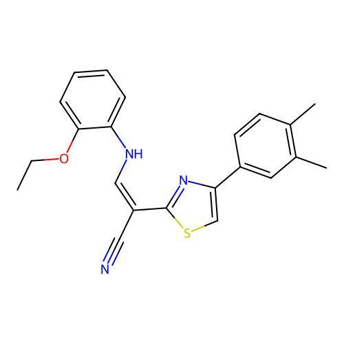 (Z)-2-(4-(3,4-dimethylphenyl)thiazol-2-yl)-3-((2-ethoxyphenyl)amino)acrylonitrile structure