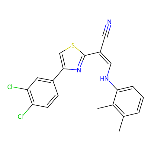 (Z)-2-(4-(3,4-dichlorophenyl)thiazol-2-yl)-3-((2,3-dimethylphenyl)amino)acrylonitrile structure