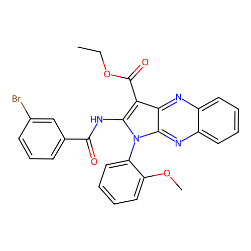 ethyl 2-(3-bromobenzamido)-1-(2-methoxyphenyl)-1H-pyrrolo[2,3-b]quinoxaline-3-carboxylate structure