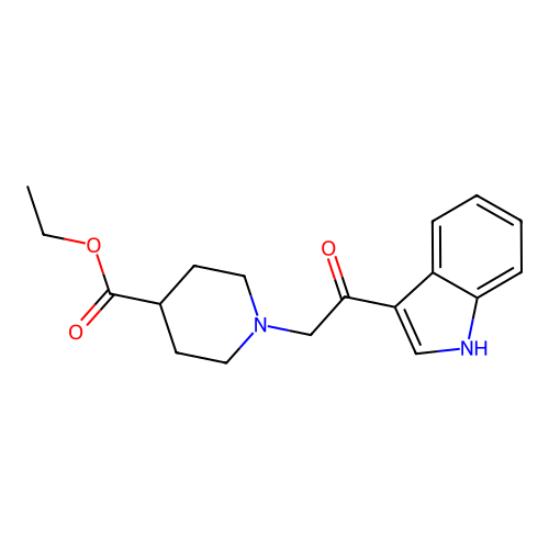 ethyl 1-[2-(1H-indol-3-yl)-2-oxoethyl]piperidine-4-carboxylate structure