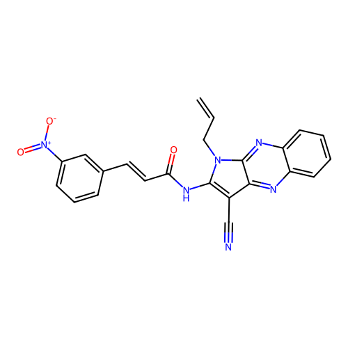 N-(1-Allyl-3-cyano-1H-pyrrolo(2,3-B)quinoxalin-2-YL)-3-(3-nitrophenyl)acrylamide structure