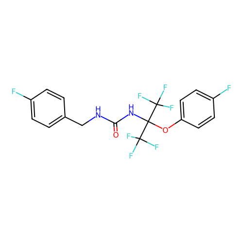 1-(4-Fluorobenzyl)-3-(1,1,1,3,3,3-hexafluoro-2-(4-fluorophenoxy)propan-2-yl)urea structure