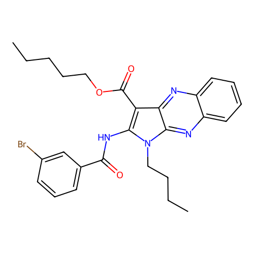 pentyl 2-(3-bromobenzamido)-1-butyl-1H-pyrrolo[2,3-b]quinoxaline-3-carboxylate structure