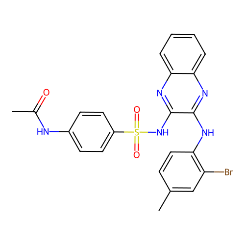 N-(4-(N-(3-((2-bromo-4-methylphenyl)amino)quinoxalin-2-yl)sulfamoyl)phenyl)acetamide structure