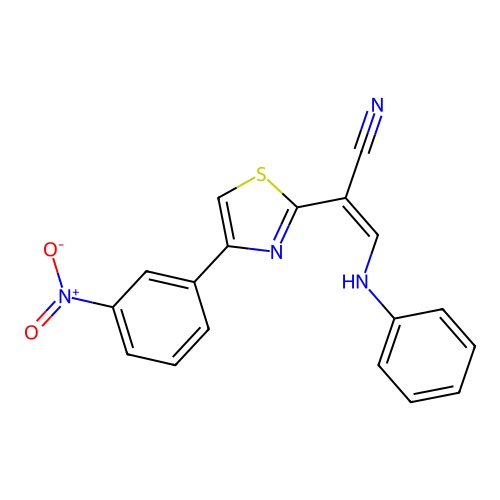 (2Z)-2-[4-(3-nitrophenyl)-1,3-thiazol-2-yl]-3-(phenylamino)prop-2-enenitrile structure