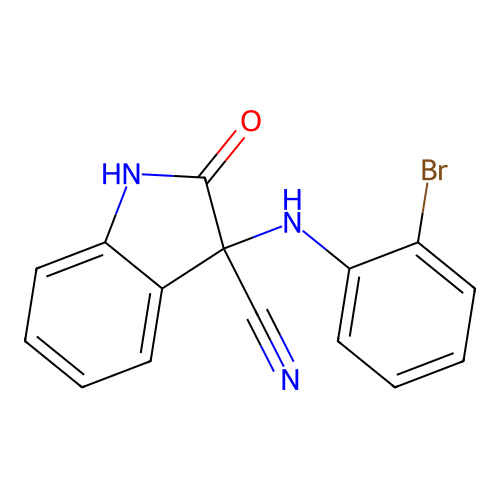 3-[(2-bromophenyl)amino]-2-oxo-2,3-dihydro-1H-indole-3-carbonitrile structure
