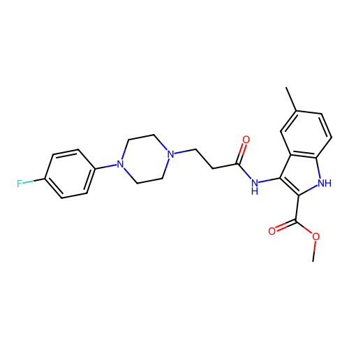 Methyl 3-[3-[4-(4-fluorophenyl)piperazin-1-yl]propanoylamino]-5-methyl-1H-indole-2-carboxylate structure