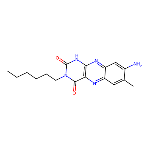 8-amino-3-hexyl-7-methylbenzo[g]pteridine-2,4(1H,3H)-dione structure