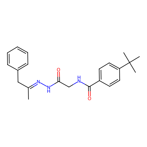 (E)-4-(tert-butyl)-N-(2-oxo-2-(2-(1-phenylpropan-2-ylidene)hydrazinyl)ethyl)benzamide structure