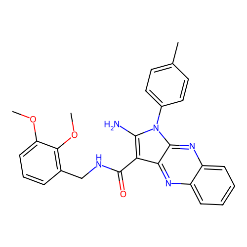 2-amino-N-(2,3-dimethoxybenzyl)-1-(p-tolyl)-1H-pyrrolo[2,3-b]quinoxaline-3-carboxamide structure