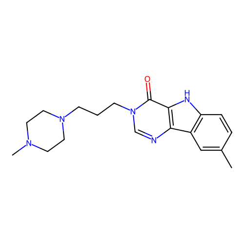 8-methyl-3-(3-(4-methylpiperazin-1-yl)propyl)-3H-pyrimido[5,4-b]indol-4(5H)-one structure