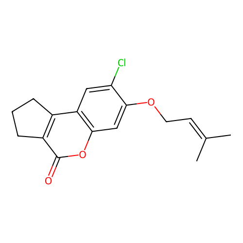 8-Chloro-7-((3-methyl-2-butenyl)oxy)-2,3-dihydrocyclopenta(C)chromen-4(1H)-one structure