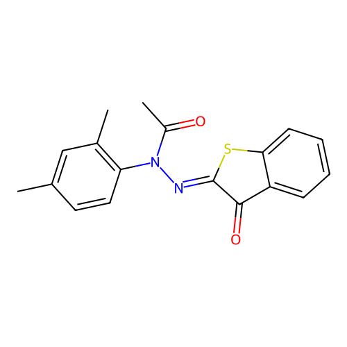 N-(2,4-dimethylphenyl)-N-[(3-ketobenzothiophen-2-ylidene)amino]acetamide structure