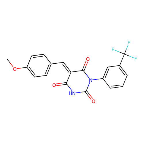 (5E)-2-hydroxy-5-(4-methoxybenzylidene)-1-[3-(trifluoromethyl)phenyl]pyrimidine-4,6(1H,5H)-dione structure