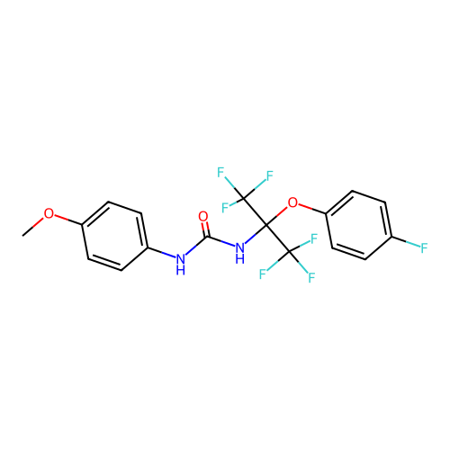 1-[1,1,1,3,3,3-hexafluoro-2-(4-fluorophenoxy)propan-2-yl]-3-(4-methoxyphenyl)urea structure