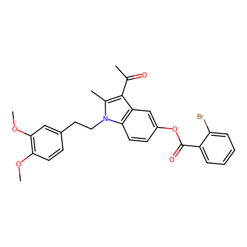 3-acetyl-1-[2-(3,4-dimethoxyphenyl)ethyl]-2-methyl-1H-indol-5-yl 2-bromobenzoate structure