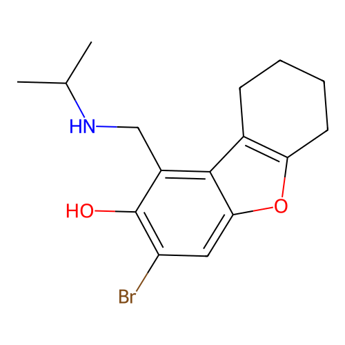 3-Bromo-1-[(propan-2-ylamino)methyl]-6,7,8,9-tetrahydrodibenzofuran-2-ol structure