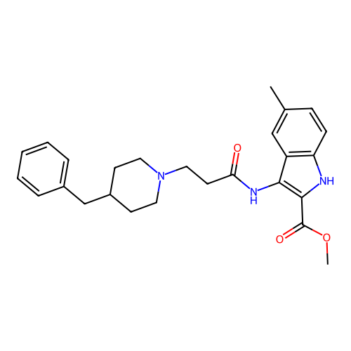 methyl 3-(3-(4-benzylpiperidin-1-yl)propanamido)-5-methyl-1H-indole-2-carboxylate structure
