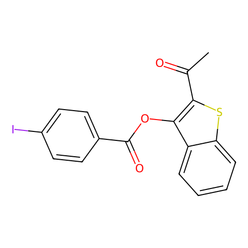 2-Acetylbenzo[b]thiophen-3-yl 4-iodobenzoate structure