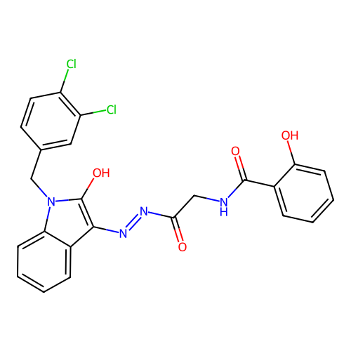 (E)-N-(2-(2-(1-(3,4-dichlorobenzyl)-2-oxoindolin-3-ylidene)hydrazinyl)-2-oxoethyl)-2-hydroxybenzamide structure