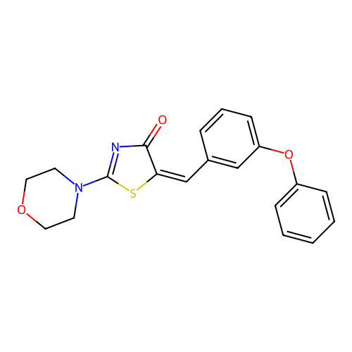 (E)-2-morpholino-5-(3-phenoxybenzylidene)thiazol-4(5H)-one structure