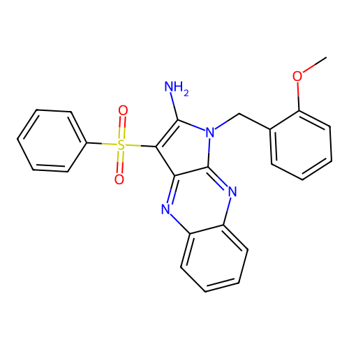 1-(2-methoxybenzyl)-3-(phenylsulfonyl)-1H-pyrrolo[2,3-b]quinoxalin-2-amine structure