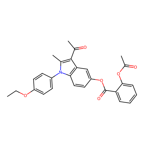 3-acetyl-1-(4-ethoxyphenyl)-2-methyl-1H-indol-5-yl 2-(acetyloxy)benzoate structure