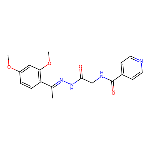 (E)-N-(2-(2-(1-(2,4-dimethoxyphenyl)ethylidene)hydrazinyl)-2-oxoethyl)isonicotinamide structure