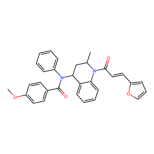 (E)-N-(1-(3-(furan-2-yl)acryloyl)-2-methyl-1,2,3,4-tetrahydroquinolin-4-yl)-4-methoxy-N-phenylbenzamide structure