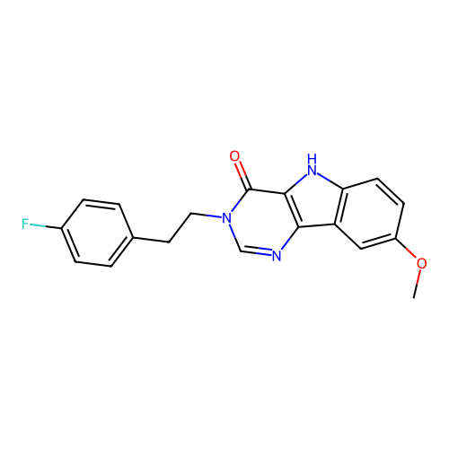 3-[2-(4-fluorophenyl)ethyl]-8-methoxy-3,5-dihydro-4H-pyrimido[5,4-b]indol-4-one structure